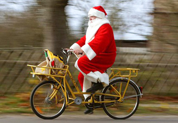 santa on a bike