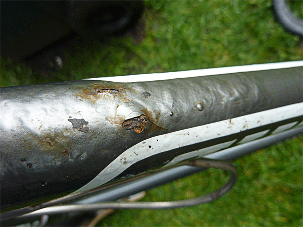 rusted steel frame